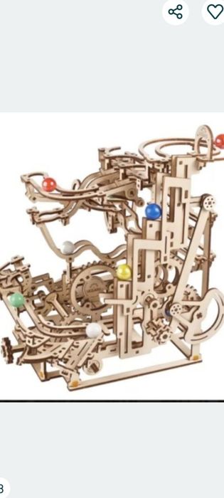Механичен конструктор, от дърво, Ugears 70170 Marble Run Tiered Hoist