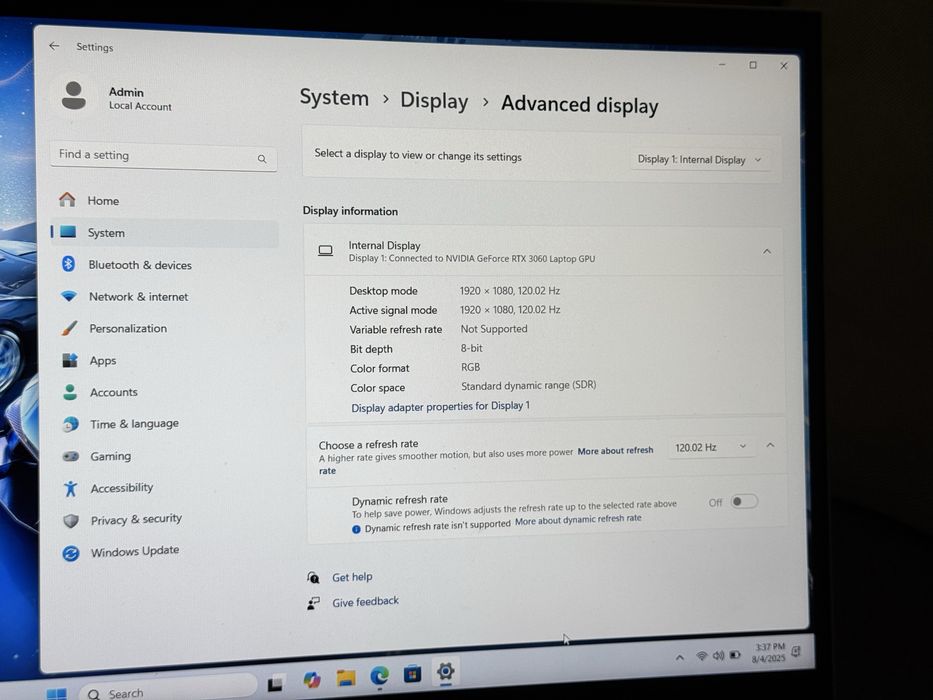 15.6’FHD IPS 120Hz/RTX 3060 6GB/Dell Gaming/Ryzen 7-5800H/12GB/512GB