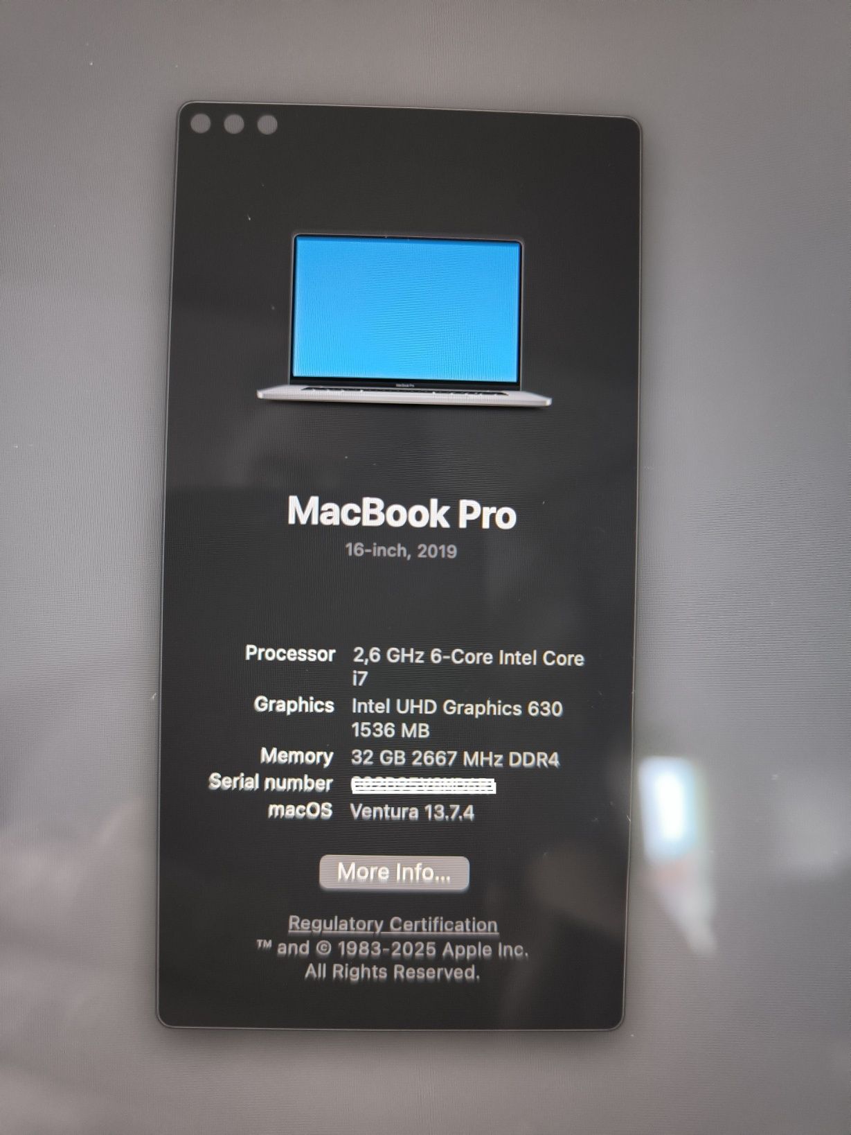Macbook Pro 16' - 2019 - 32 RAM - intel i7 - SSD 500 GB