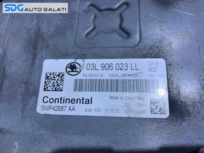 Kit Pornire ECU Calculator Motor Cip Cheie si Imobilizator cu Ceas Ceasuri Bord Skoda Rapid 1.6 TDI CAY CAYB 2006 - 2015 Cod 03L906023LL 03L906023LK