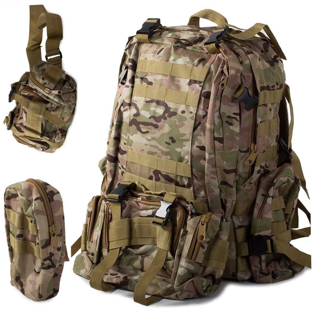 Rucsac tactic militar 48.5L sistem MOLLE + borseta buzunare & detasabi