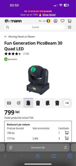 Vans 2 buc Mini Moving Head Fun Generation Pico Beam Led 30W RGBW