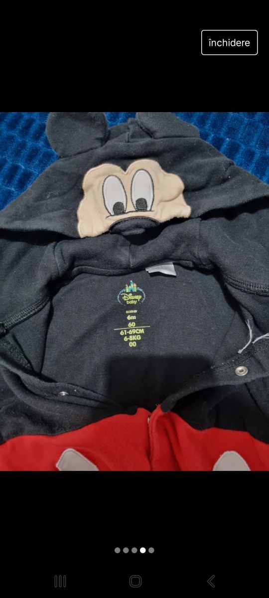 Salopeta Mickey Mouse costum Disney 3-6 luni