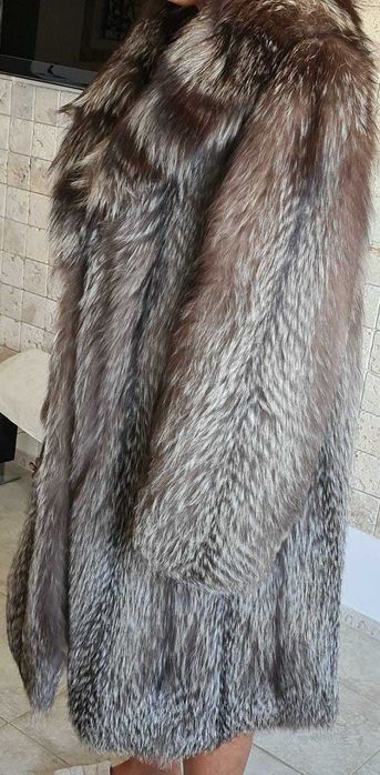 Blana lux Italia vulpe naturala super dama argintie bogata haina lunga