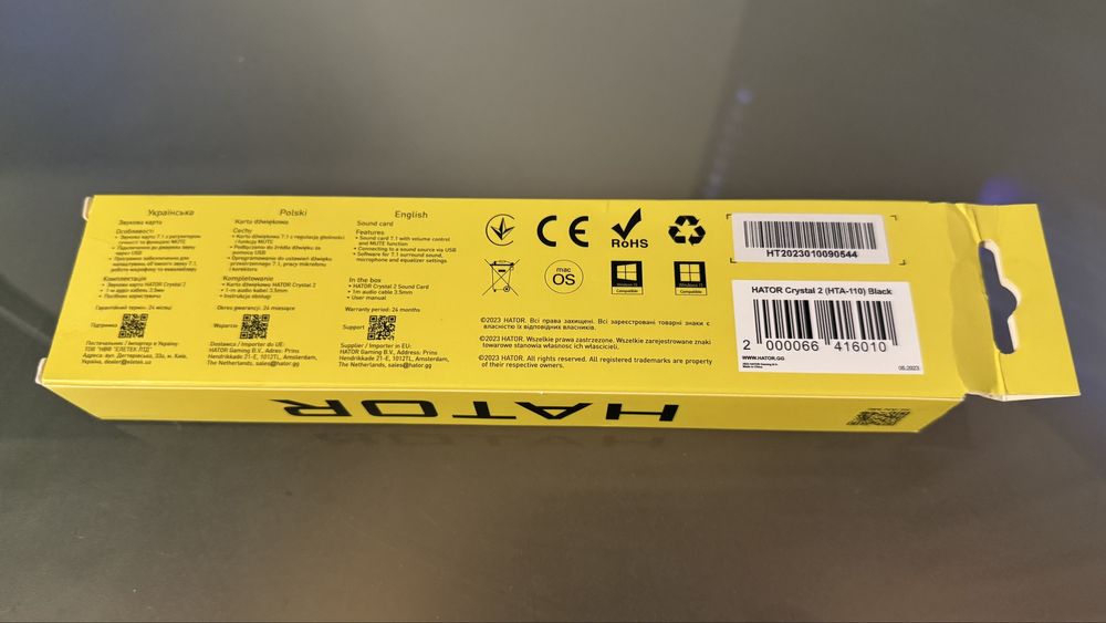 Placa de sunet externa 7.1 Surround Sound HATOR Crystal 2 USB Type-A