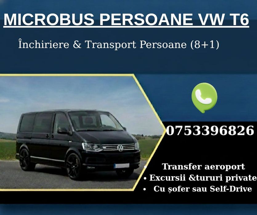 Închiriez microbuz auto 9 locuri  cu/fara șofer. Transport persoane