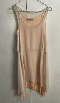 Rochie Zara marimea S culoarea nude peach voal