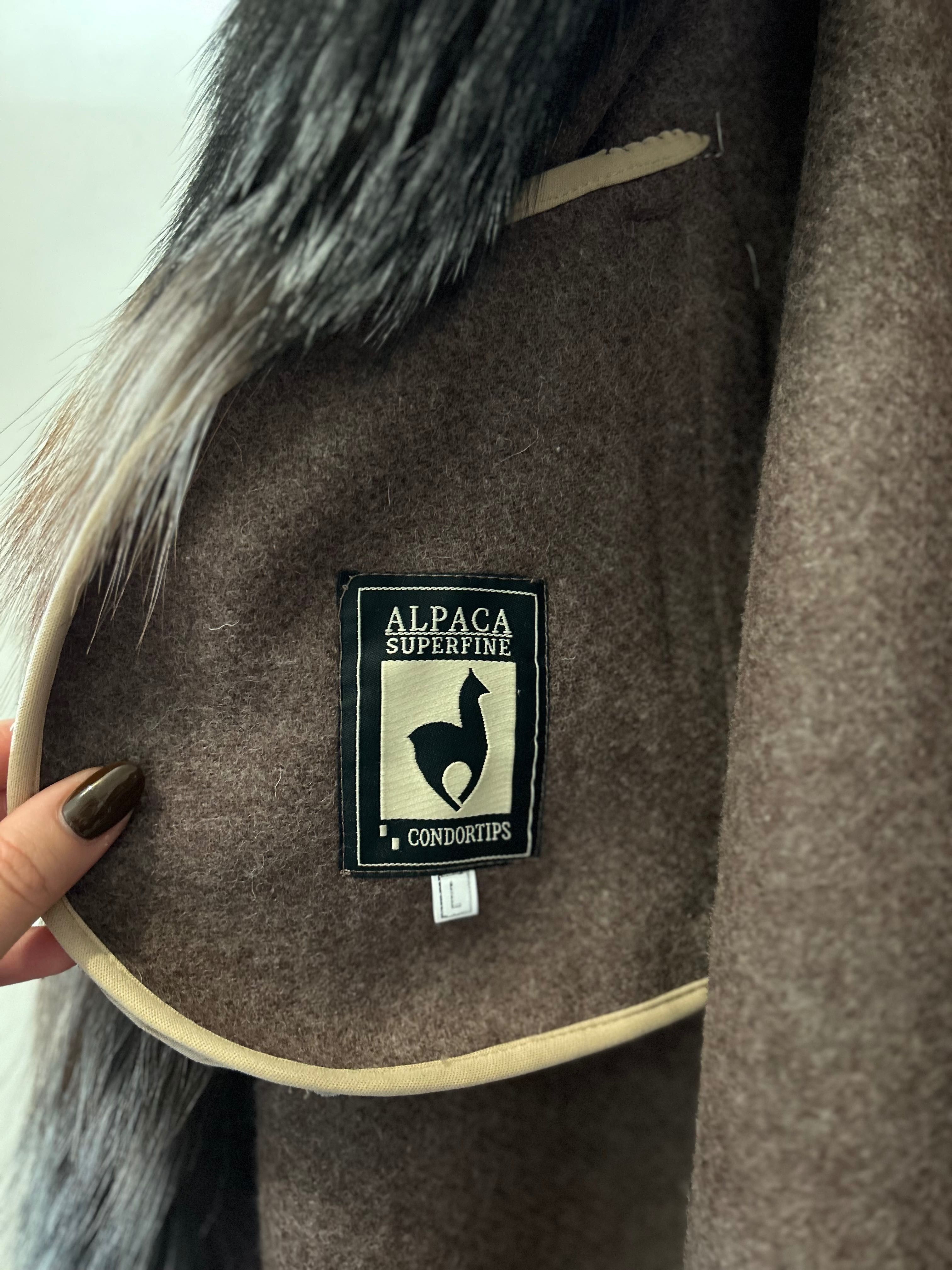 Palton/ Haină din lână de alpaca și blană naturală de vulpe