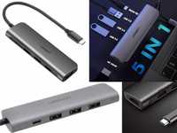 Hub 5 in 1 USB-C la HDMI 4K, 3x USB 3.0, tip C - USB