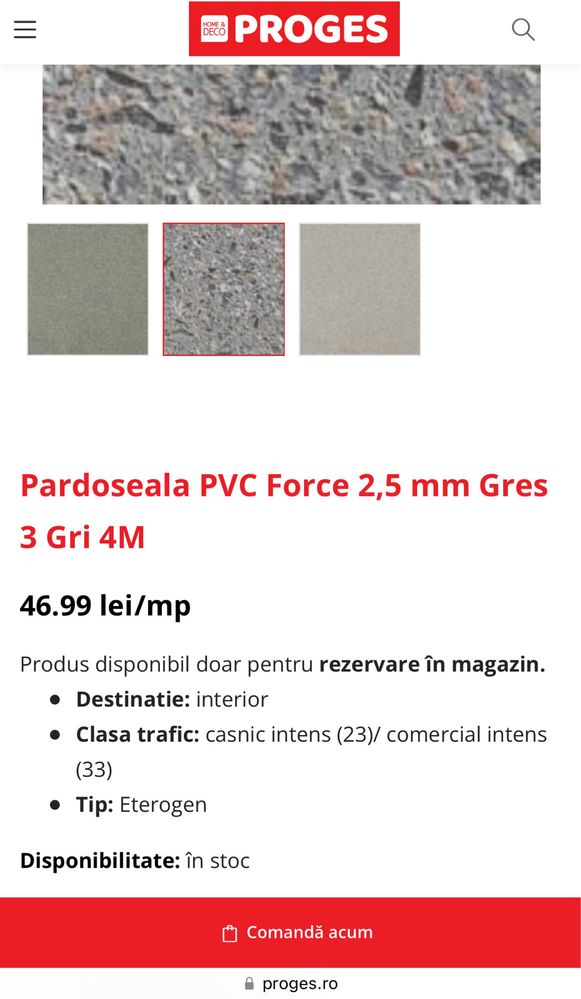 Pardoseala PVC (linoleum/linoleu)