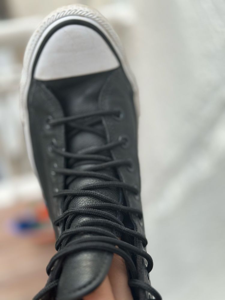 Черен кожен висок Converse - 26 см