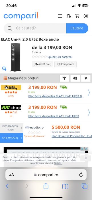 Boxă ELAC UNI-FI 2.0 Model UF52-BK