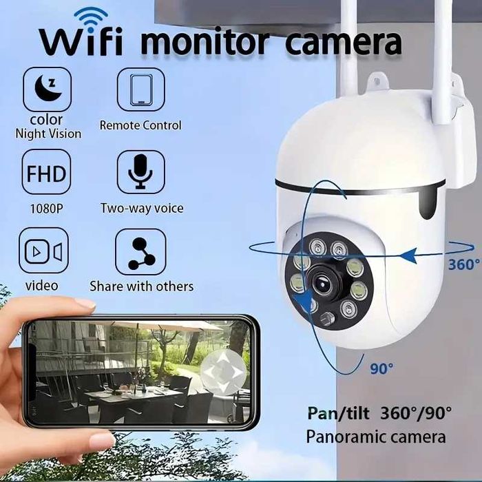 Вътрешно/Външно наблюдение Камера с 360° PTZ, WiFi, 1080P FHD.Нова !!!