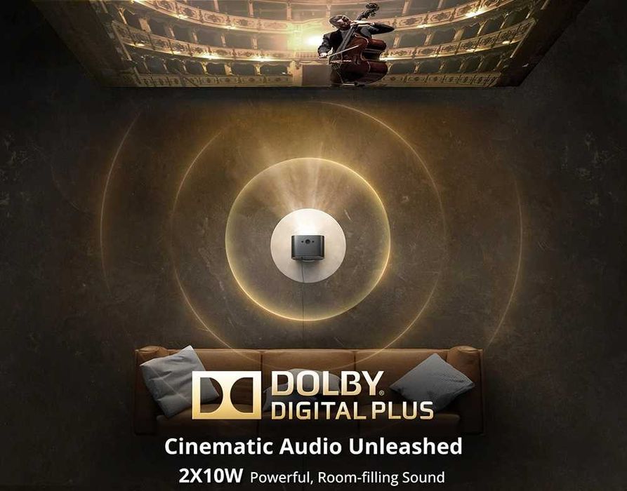 Full HD ETOE E3 Pro Projector, Android, 4K + SUPORT Inclus - NOU