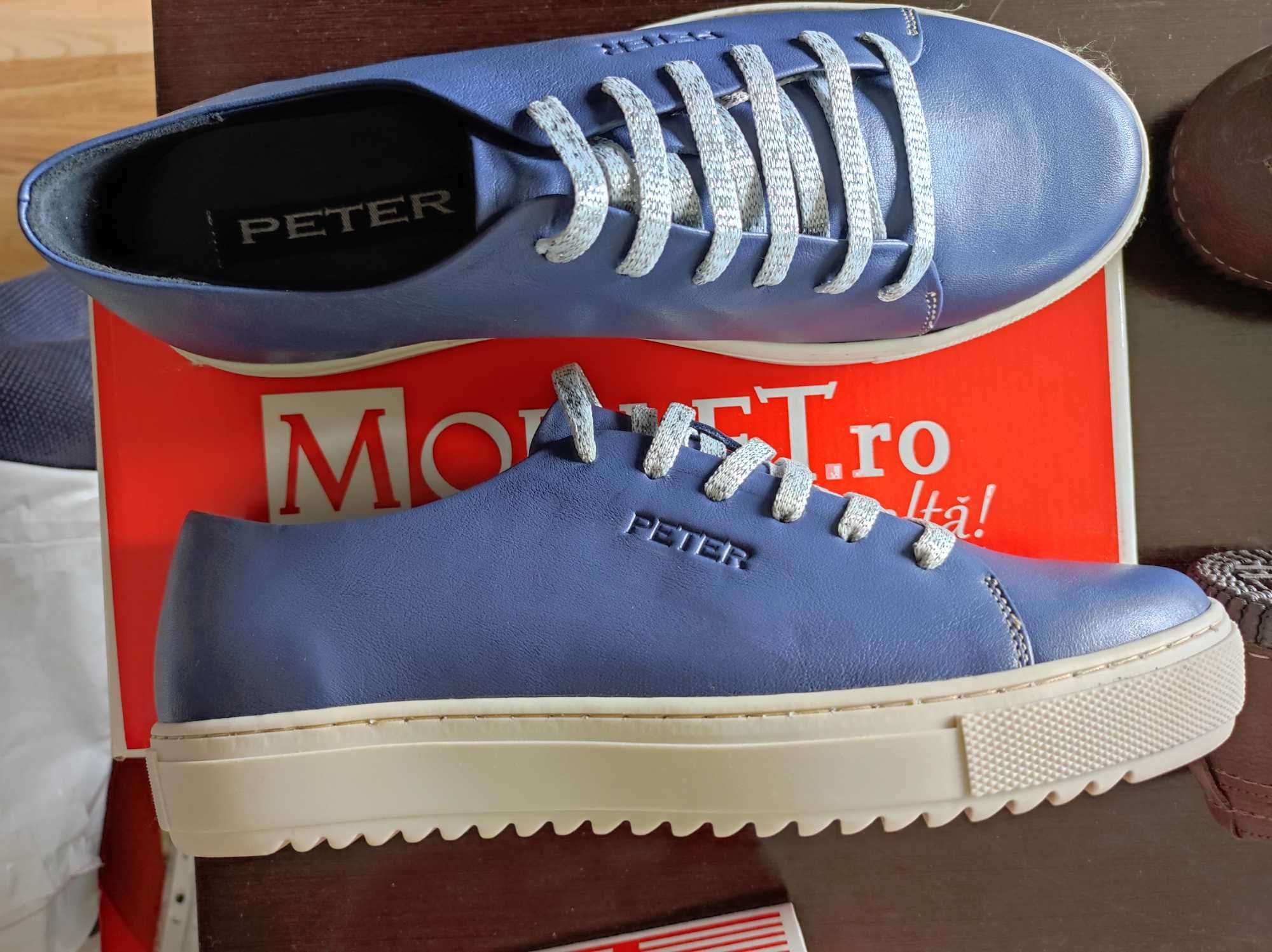 5 p. sneakers Peter/BPC piele + 2p. Lico m. 39, burgund/albastru, noi