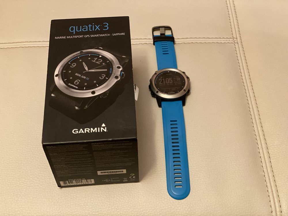 Ceas Garmin Quantix 3 , albastru , impecabil ,full box