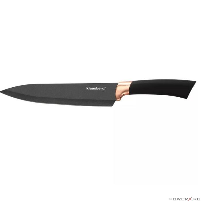 Set cutite de bucatarie cu suport, negru,inox, 6 piese, Klausberg