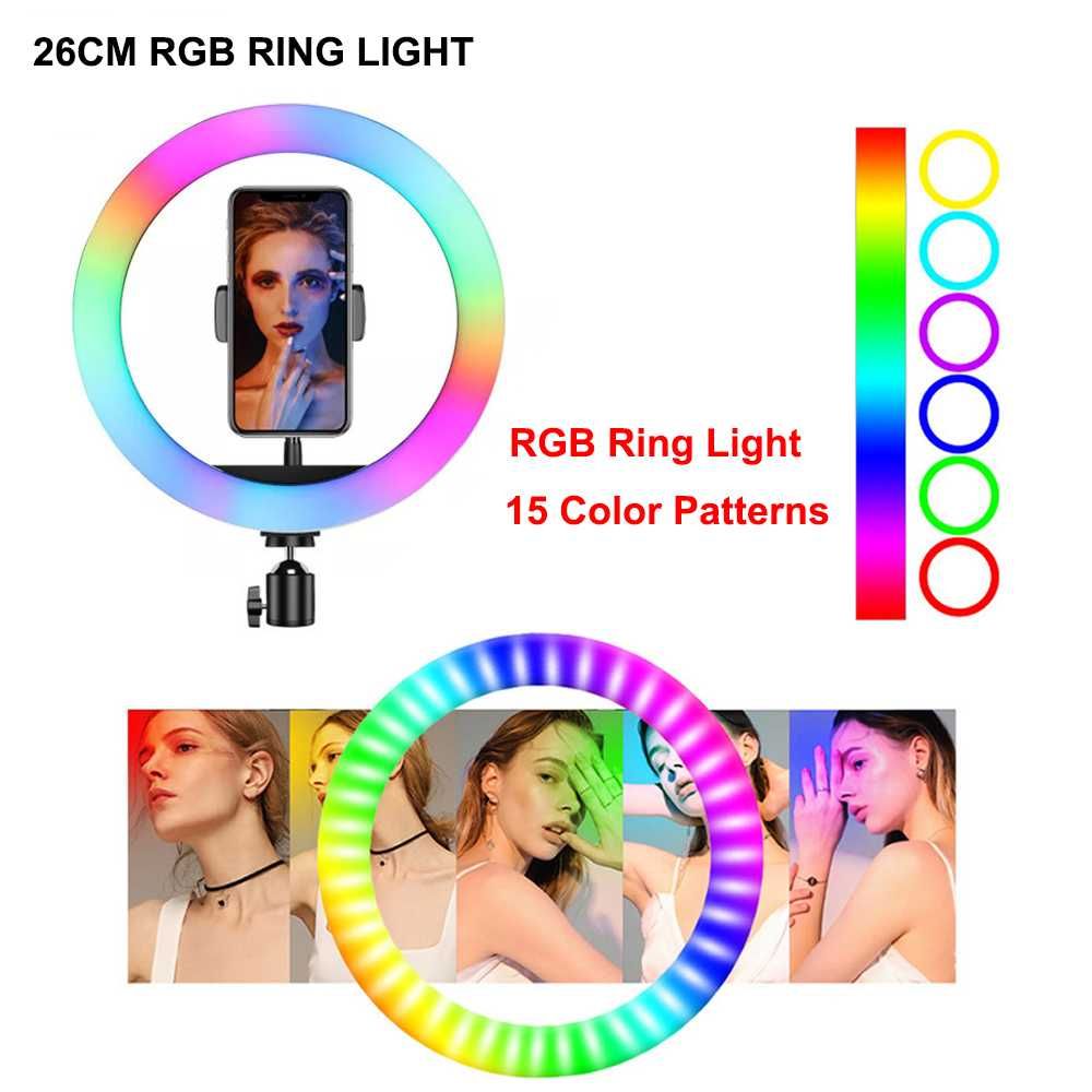 15 цвята RGB LED ринг лампа диаметър на 26/31/36/46см с трипод до 2.1М