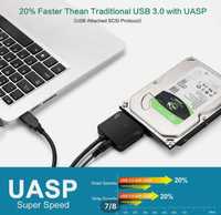 Переходник USB на SATA для HDD 3.5, 2.5, SSD. С блоком 12v. Алматы