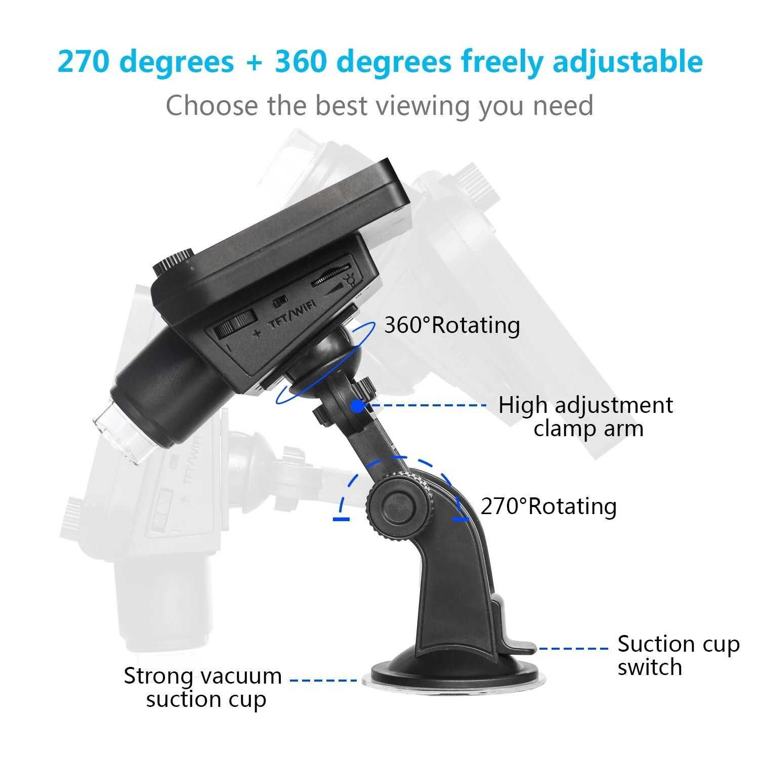 Microscop video x1000,acumulator,înregistrare,wifi