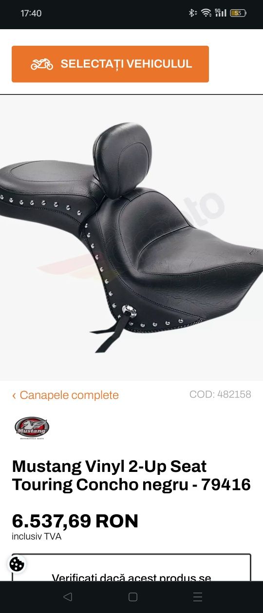 Șei șa Mustang cu backrest reglabil și ghidon Kawasaki Vulcan VN 2000