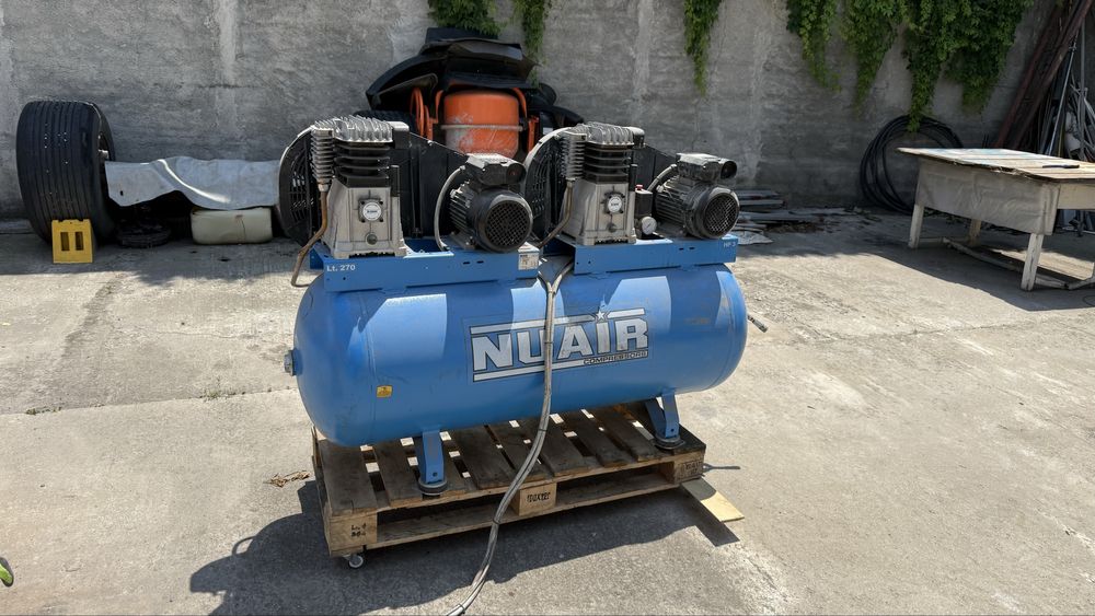 Compresor aer 270 litri, 2 motoare, 6 cai putere, NUAIR Italia