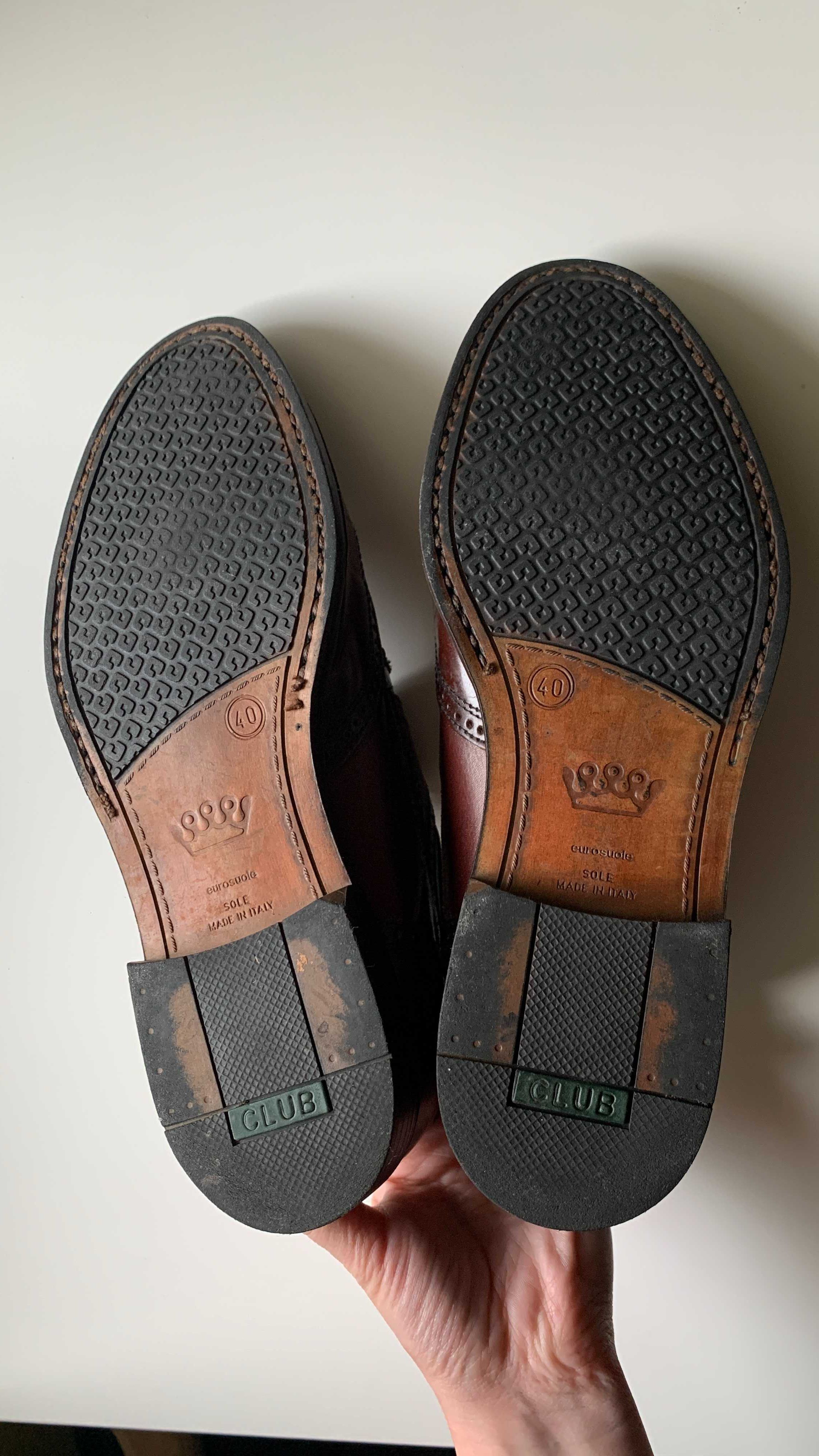Pantofi vintage brogue, piele, 40