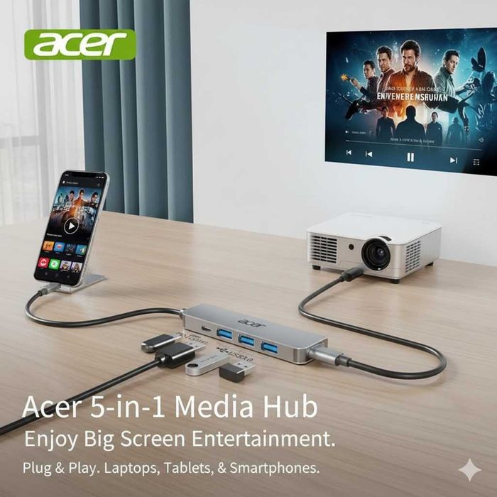 Докинг Станция Acer за Смартфон Таблет Лаптоп USB Type-C към HDMI