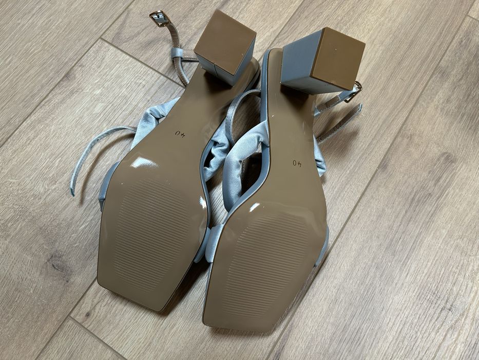 Pantofi cu toc de dama Benaza Premium, albastru metalizat, marimea 40
