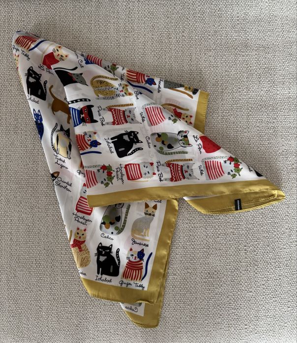 Esarfa cu pisici alb/verde