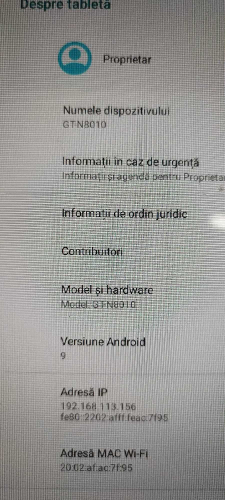 Tablete Samsung, GT-N8010 adroid 9 si SM-T550 android 7