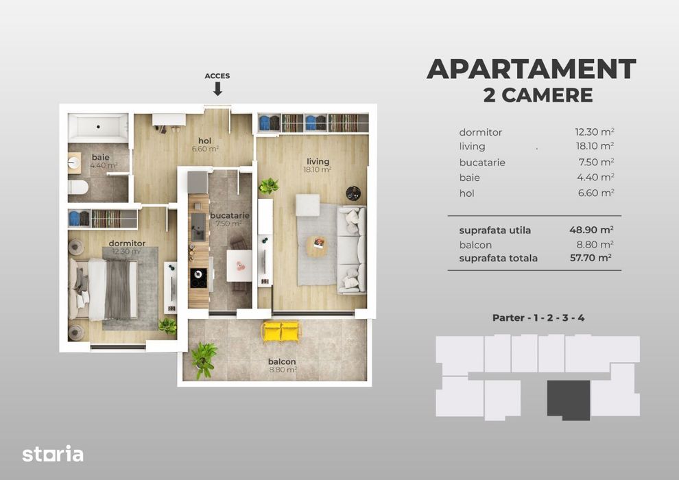 Berceni-Aparatorii Patriei-Apartament 2 camere(tva 21% inclus)