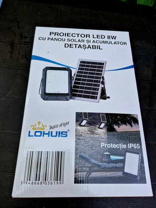 Proiector Led 80w+Panou solar+Acumulator detasabil+telecomanda (NOU)