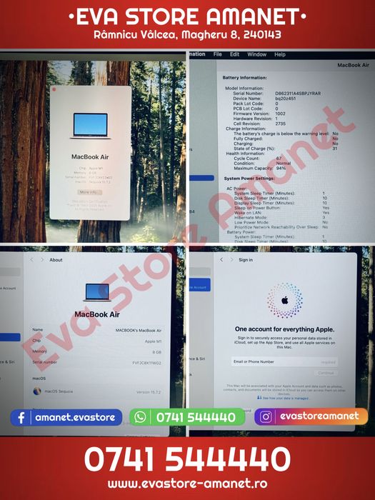 Laptop 13” Apple MacBook Air Gold A2337 M1 Chip 256GB 8GB RAM Touch ID