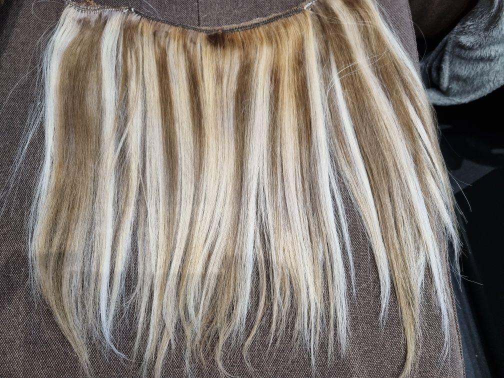 Две ленти естествена коса на лента за закачане за коса на кичури
