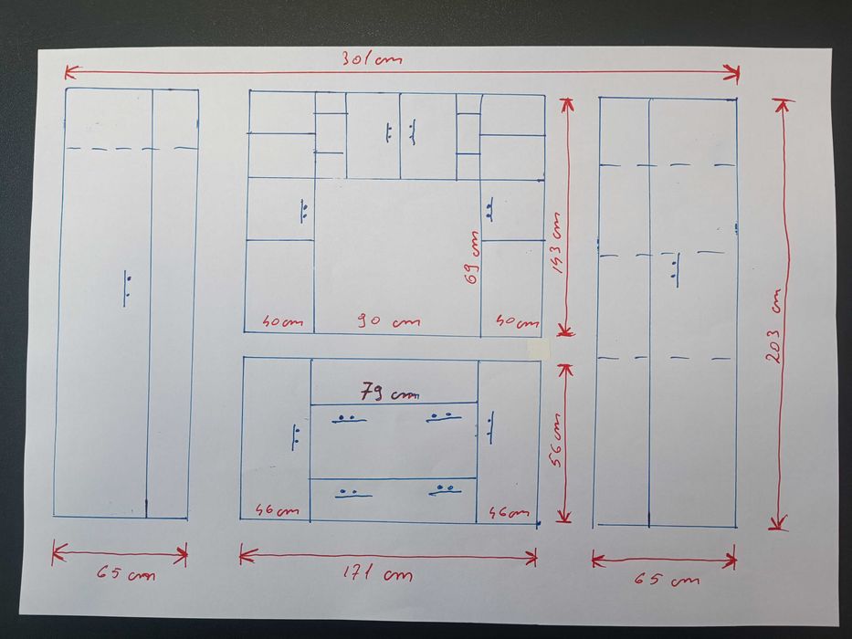 Vand mobila sufragerie, lungime 301 cm, inaltime 203 cm