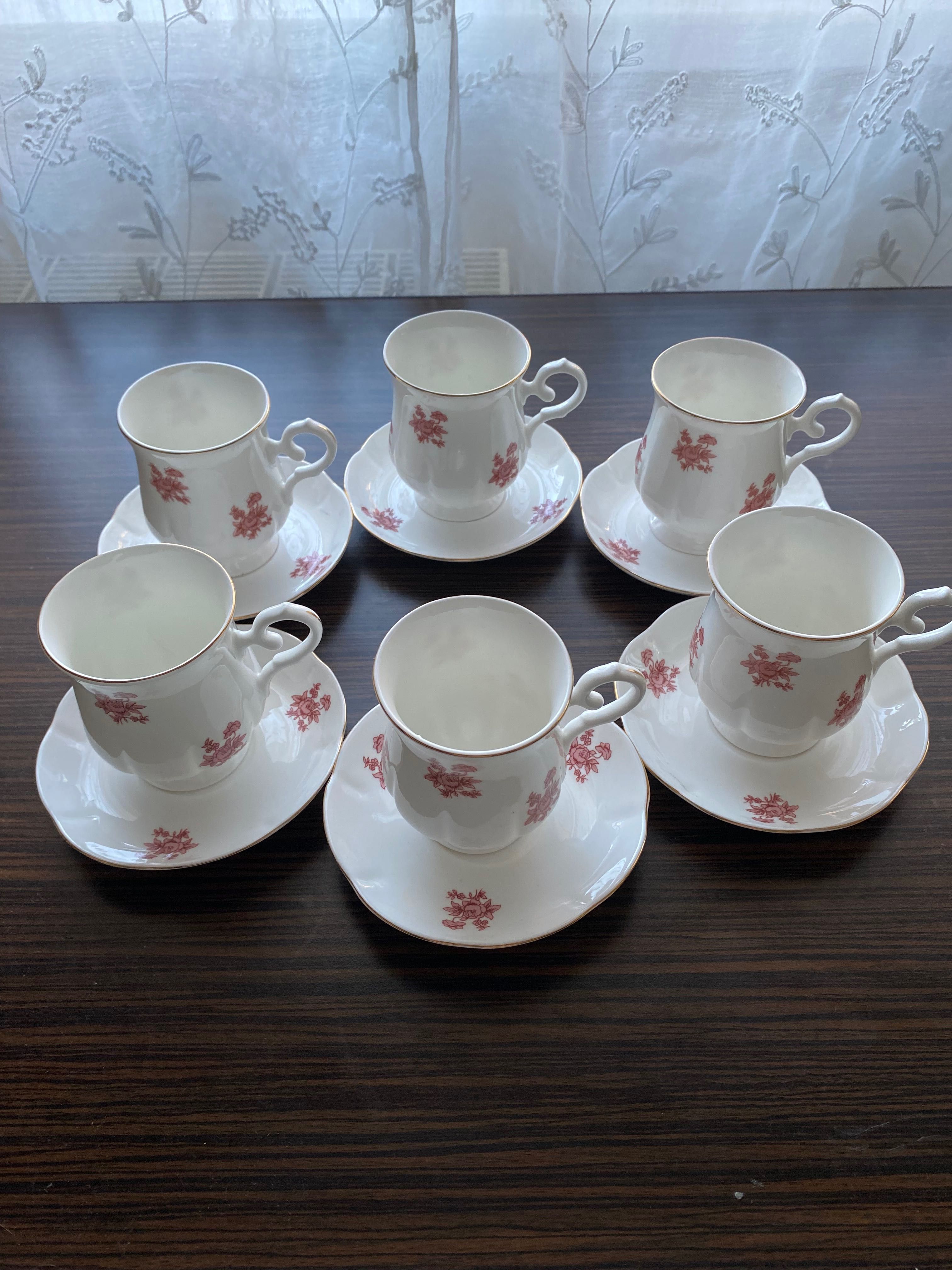 Serviciu ceai, cafea, ciocolata calda - Royal Bone China, aur - Nou