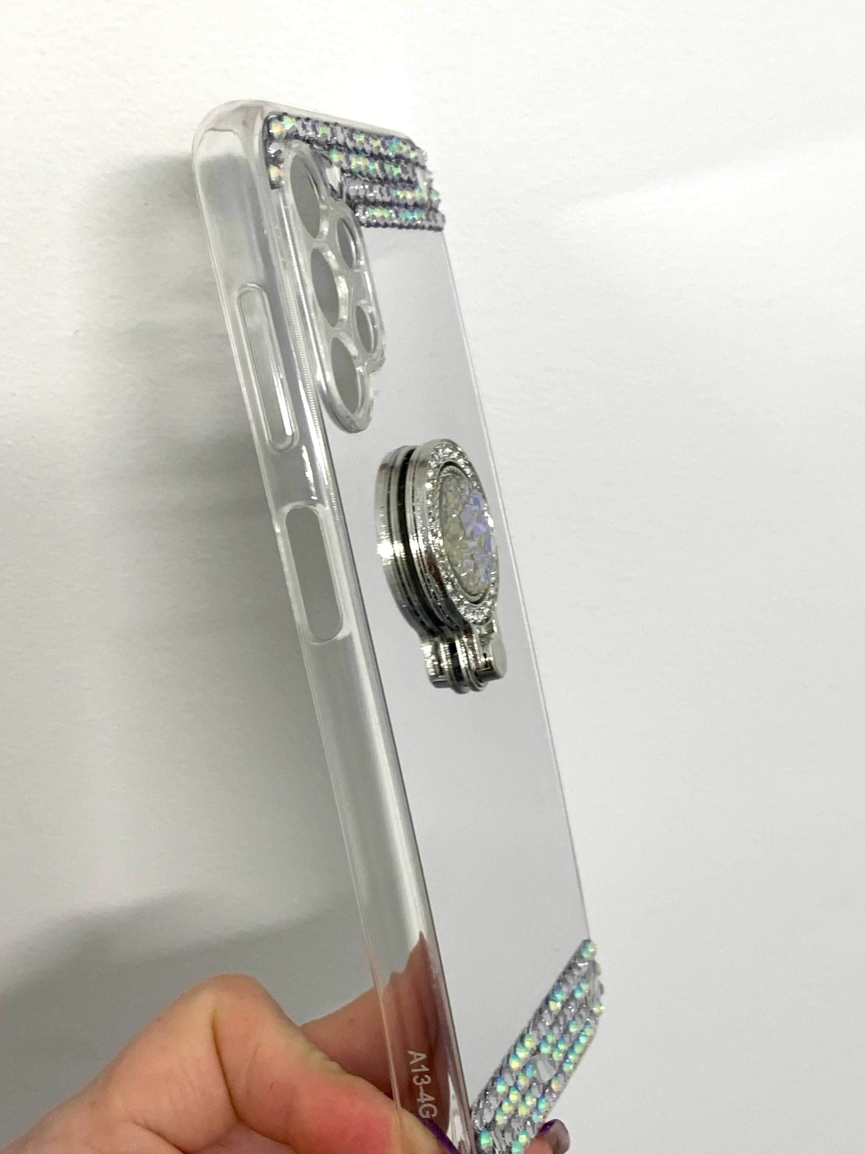 Husa tip oglinda, pietricele + inel pt. Samsung Galaxy A14 , A34 , A54