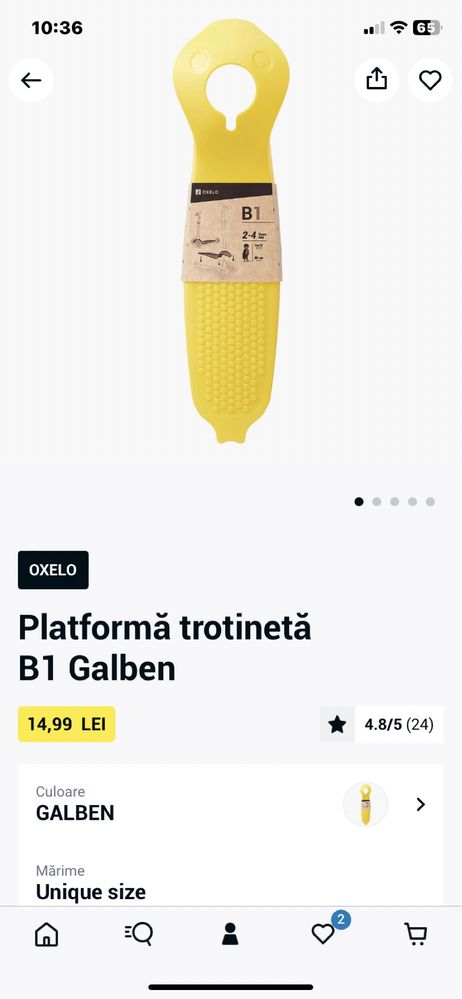 Trotineta copii galben- ca noua