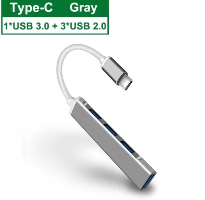 OTG Type C на HUB 3.0 4 порта. Корпус металл. Алматы.