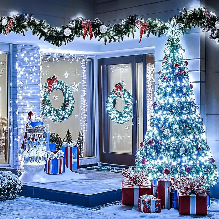 НОВО Коледни лампички 50м с гръм флаш ефект студено бяла светлина 400