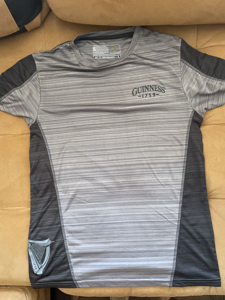 Guinness dry fit, мъжка бързосъхнеща тениска, сива, спорт, фитнес