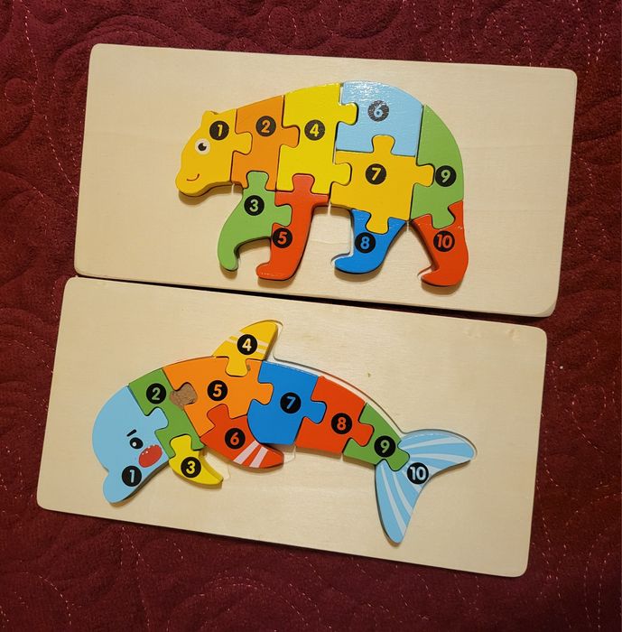 Set puzzle-uri lemn cu cifre pt copii