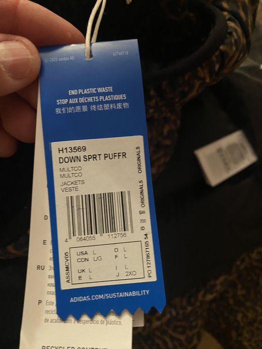 Geaca adidas SPRT Down Animal-Print Puffer Jacket, Noua, Marime L