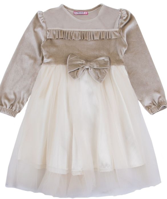 Коледна Детска рокля в бежово и екрю