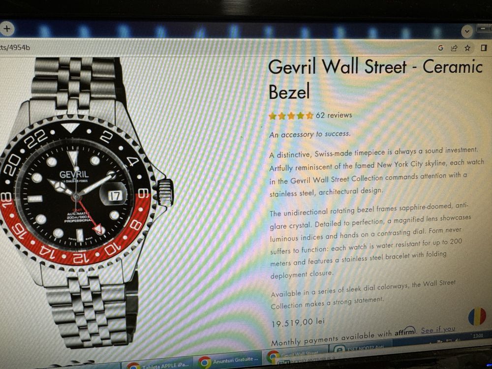 ceas Gevril automatic Wall Street - Ceramic Bezel model 4954B