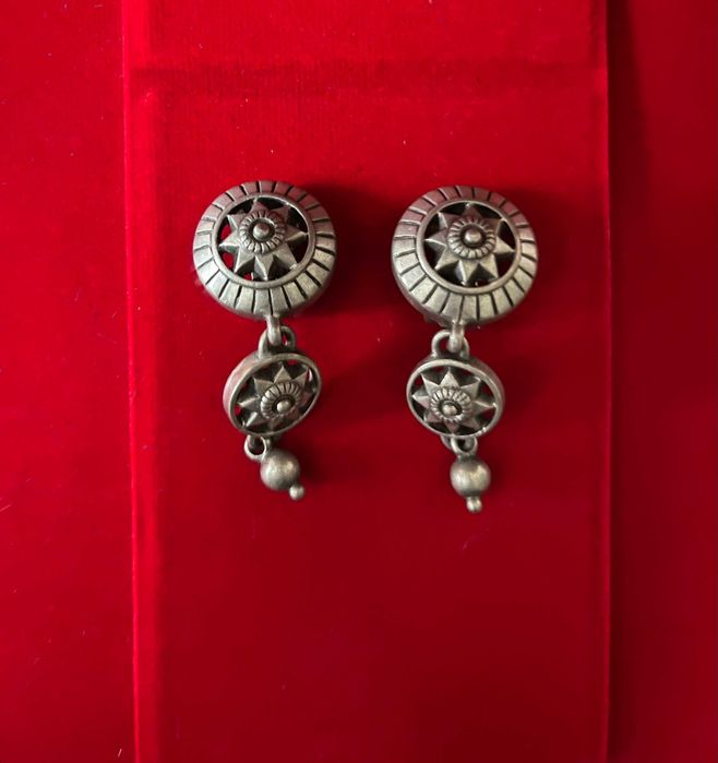Cercei clipsuri vintage-Art Deco-metal argintat-Franta