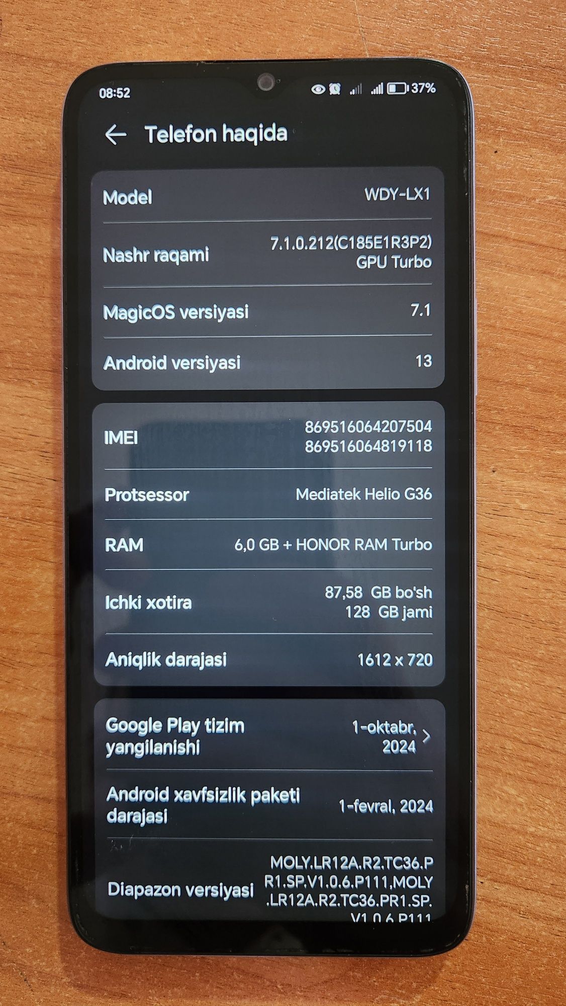 Honor X6A holati yaxshi