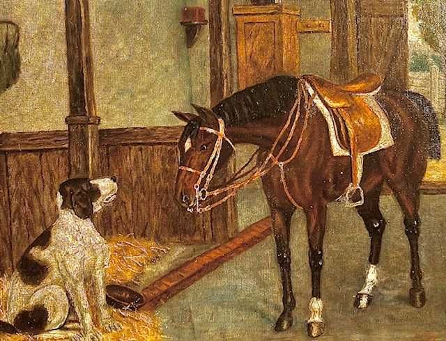 ”ANIMALE IN GRAJD” TABL0U f VECHI, ule/pânz/cart, semn. Ramma lemn.