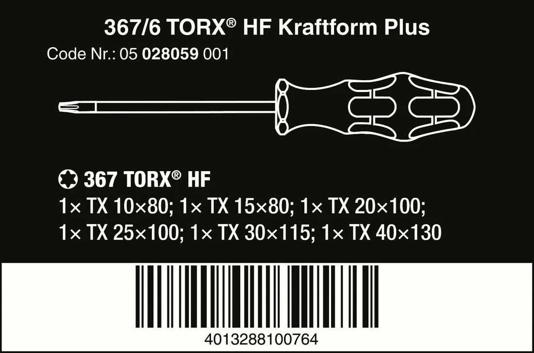 Set surubelnite WERA 367/6 TORX,Kraftform plus,sigilat